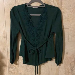 Green blouse from Francesca’s. Lace detailing. Size small.